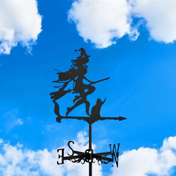 girouette-de-toit-sorciere-et-chat-noir-moderne-halloween
