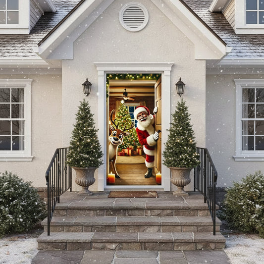 Decoration-de-noel-Couvre-porte-Pere-noel