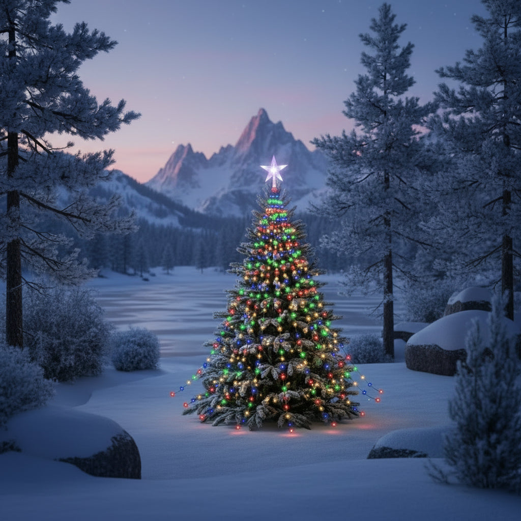 Decoration-de-noel-etoile-en-foret