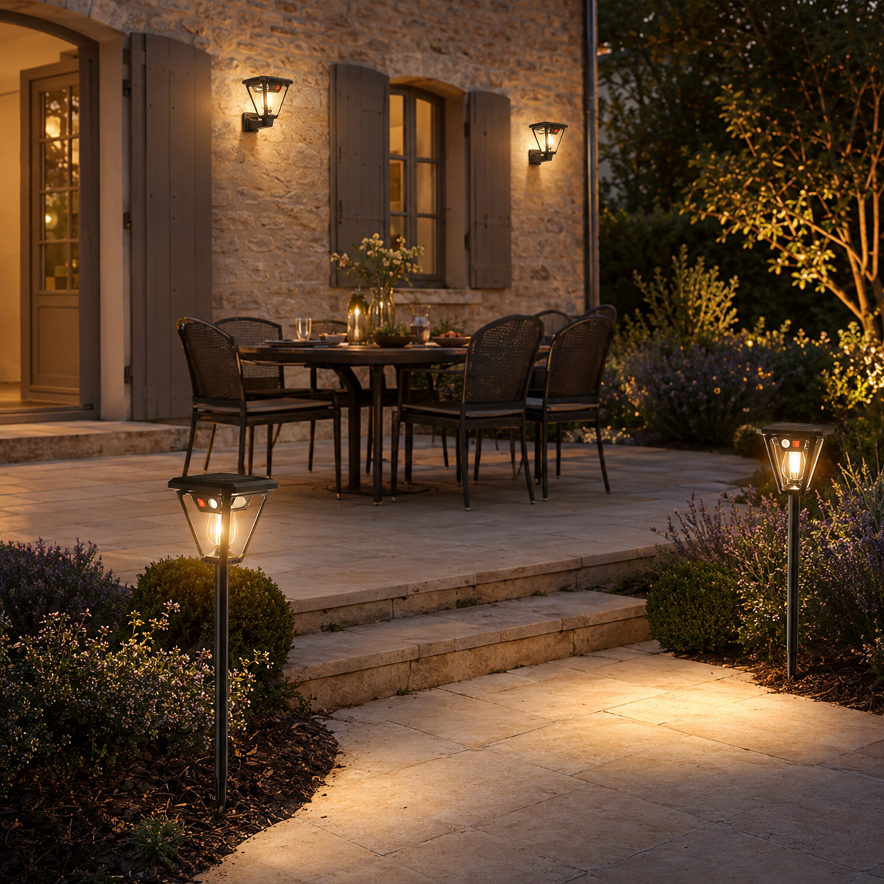 Lampe détecteur de mouvement extérieur solaire PurDuo pour terrasse
