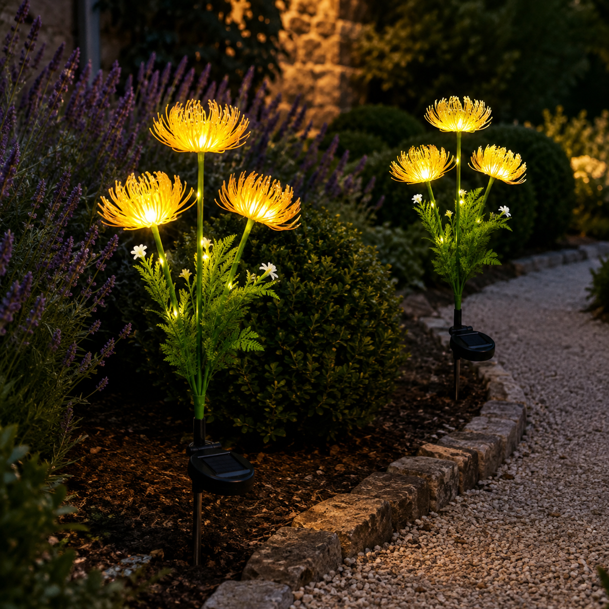 Lampes jardins solaires PurFloraison pour allée
