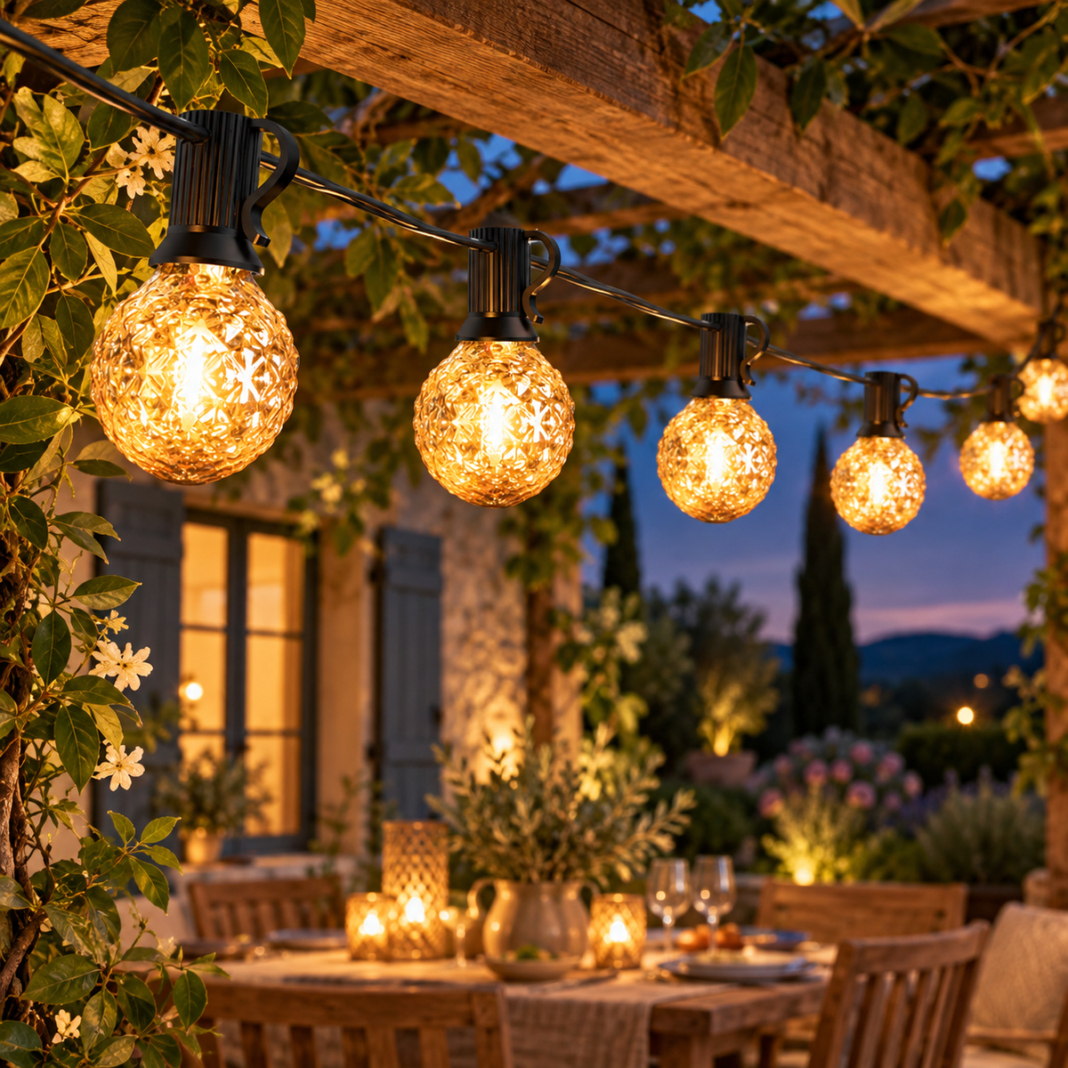 guirlande exterieur guinguette PurPrestige pour pergola
