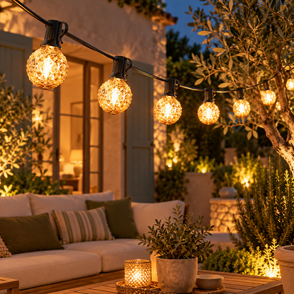 guirlande exterieur guinguette PurPrestige pour salon de jardin