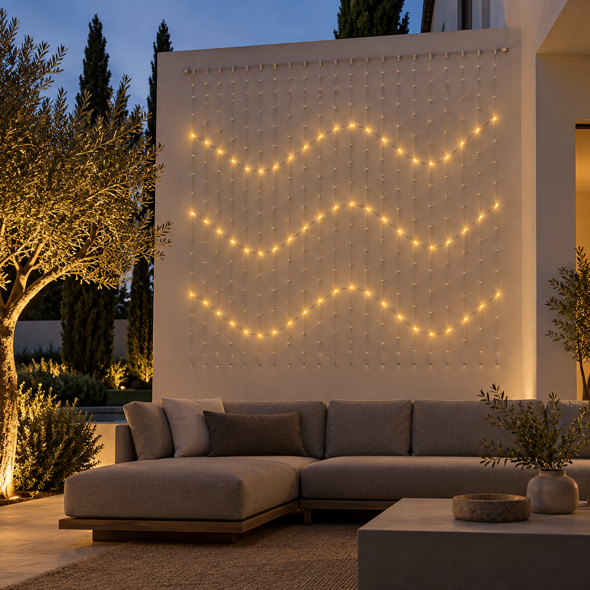 guirlande lumineuse exterieur PurToile pour salon de jardin