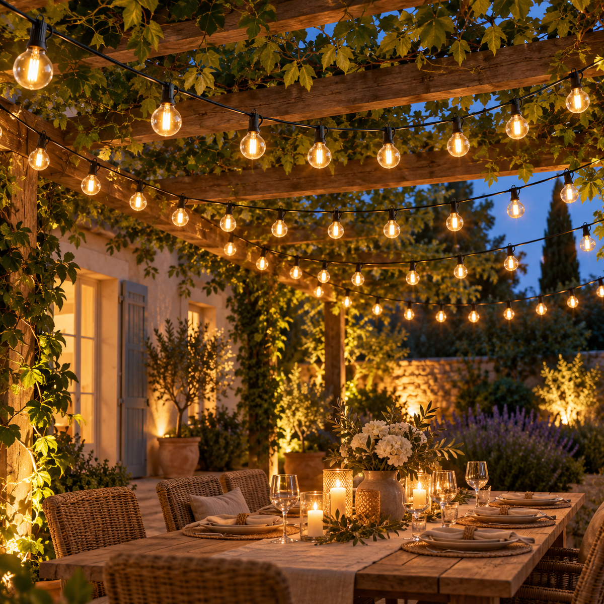 guirlande guinguette extérieur PurSoirée pour pergola