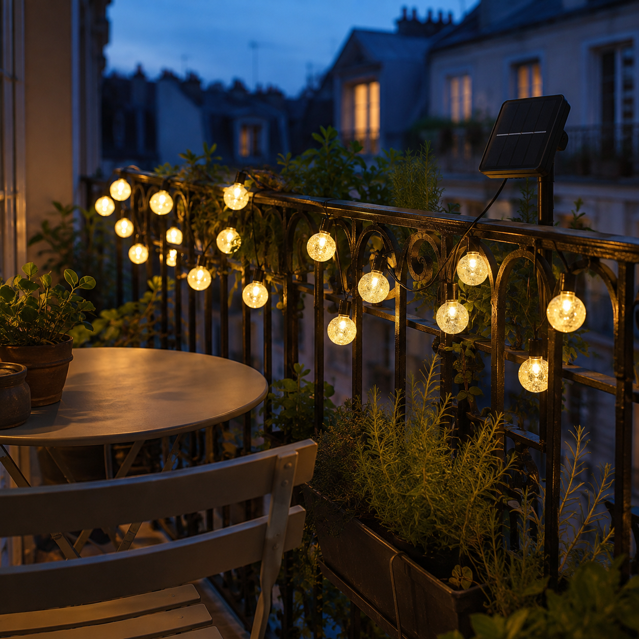 guirlande solaire exterieur PurBulle pour balcon