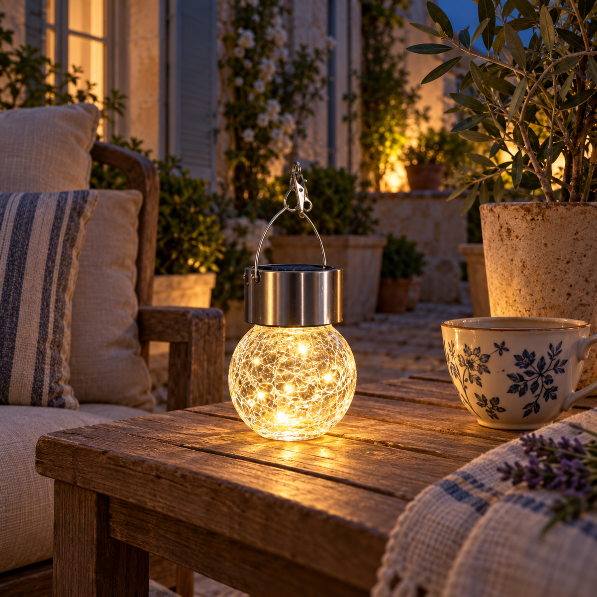 lanterne solaire PurCristal pour salon de jardin