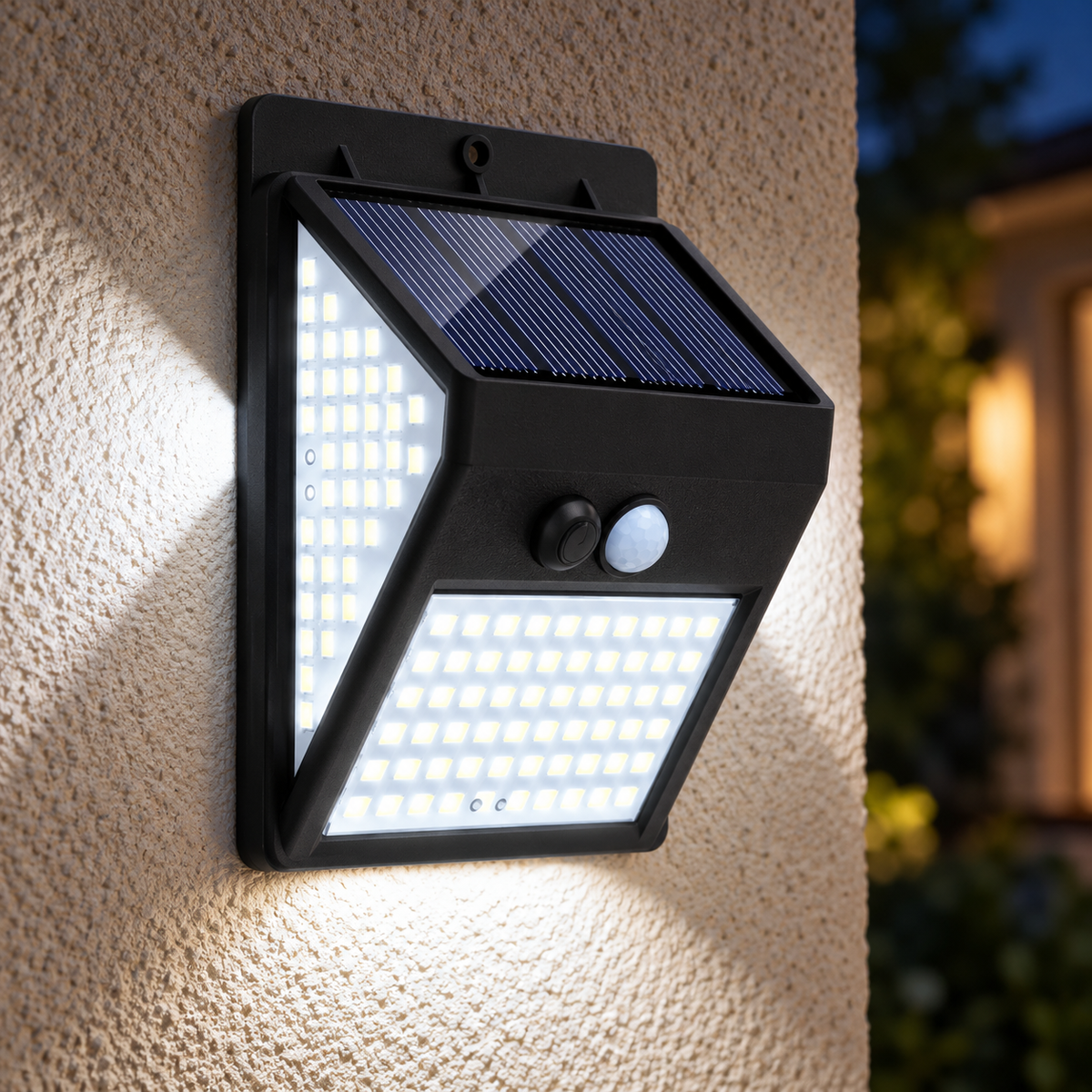 projecteurs exterieurs solaires PurPrésence de soir