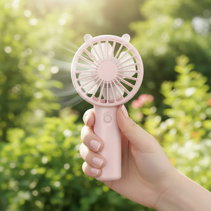 ventilateur-à-main-fleur-rose