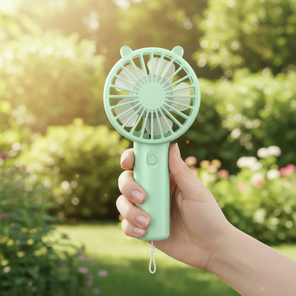 ventilateur-à-main-fleur-vert