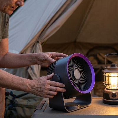 ventilateur -sur-batterie-portatif-gris